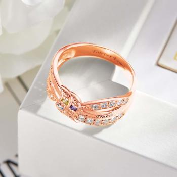 Bague De Naissance Personnalisée Avec Nom Et Texte, Plaqué Or Rose, Bague De Famille Personnalisée, Cadeau Pour Elle - votrecollierprenomfr