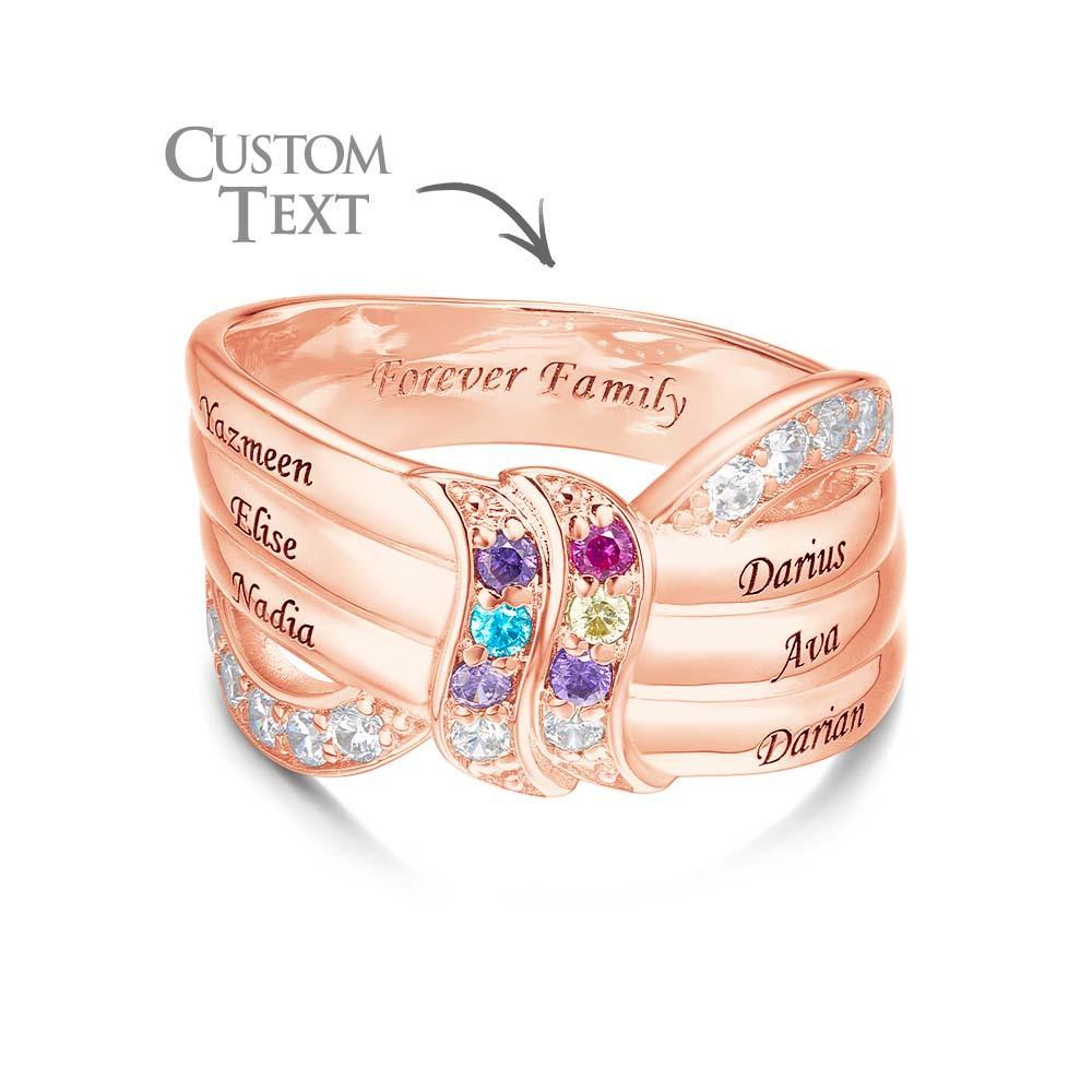 Bague De Naissance Personnalisée Avec Nom Et Texte, Plaqué Or Rose, Bague De Famille Personnalisée, Cadeau Pour Elle - votrecollierprenomfr