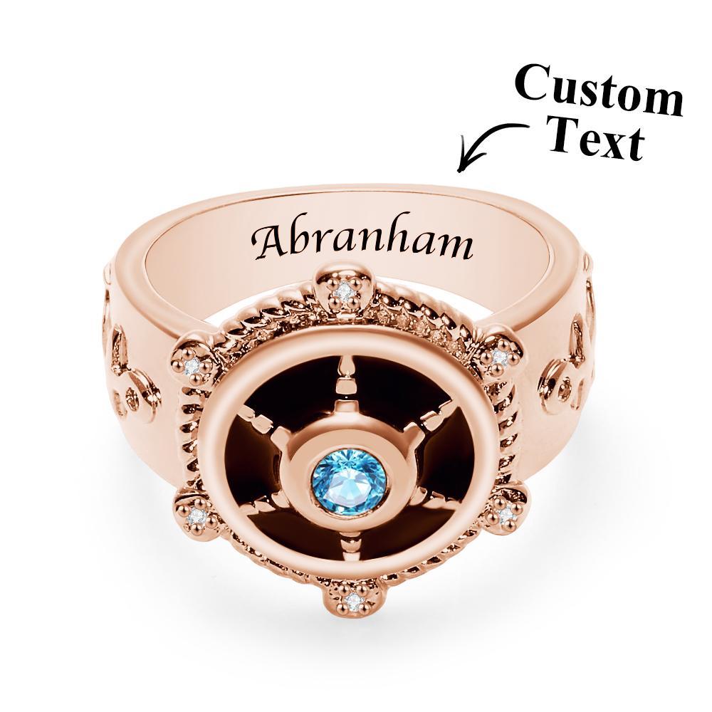 Bague De Gouvernail De Bateau Gravable Avec Diamant, Bague Rétro Unique, Cadeau Pour Lui - votrecollierprenomfr