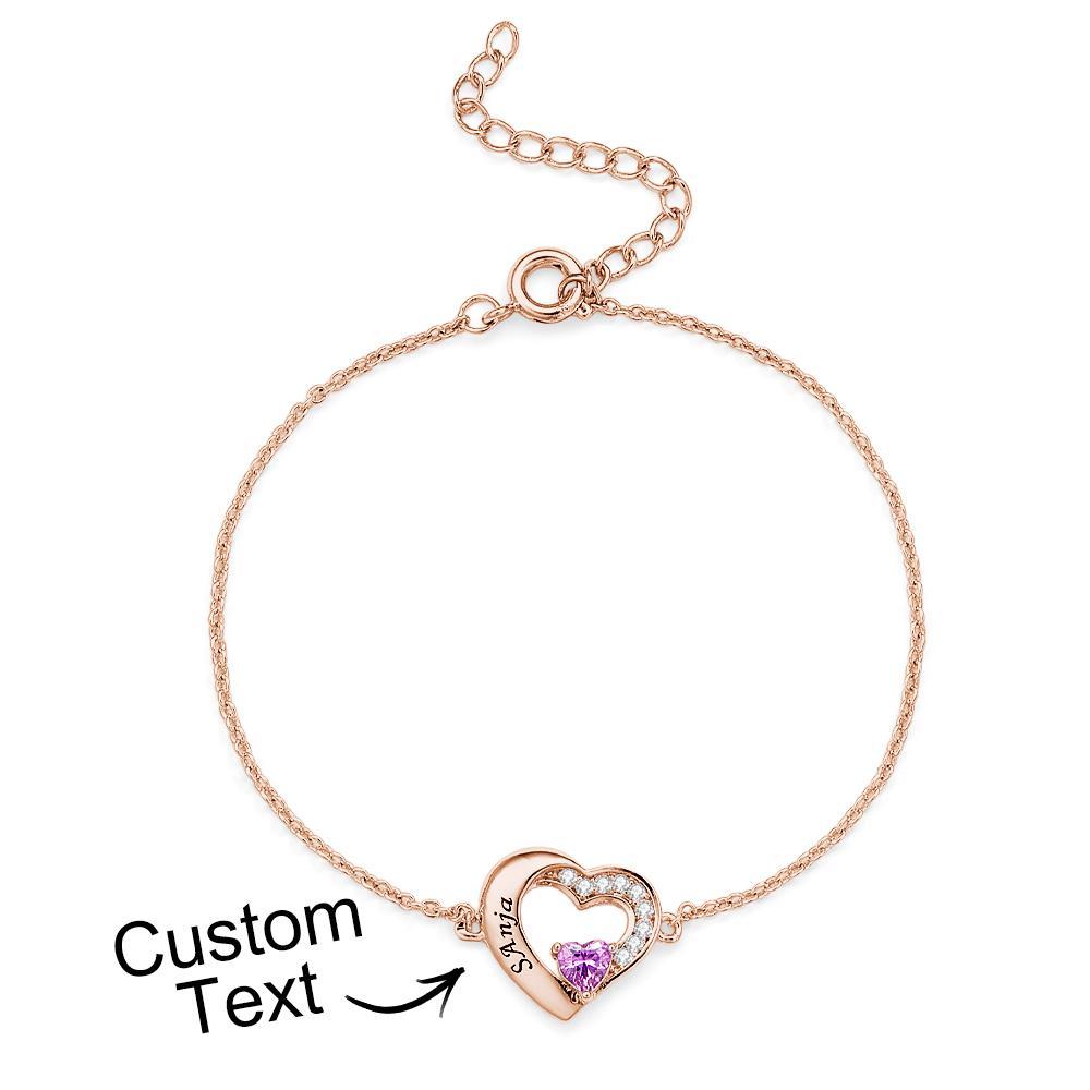 Bracelet Gravé De Pierre De Naissance De Mode, Bracelet Réglable De Fleur Personnalisé Pour Elle - votrecollierprenomfr