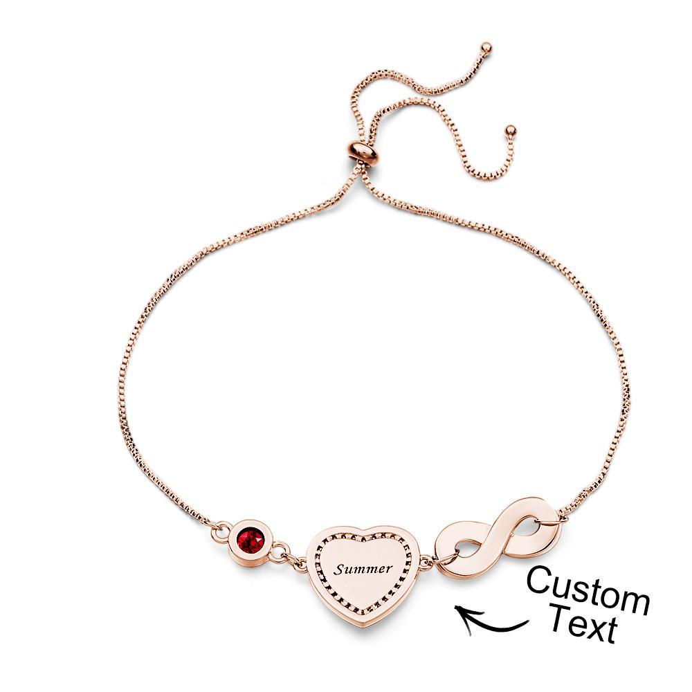 Bracelet Avec Pierre De Naissance Avec Photo Personnalisée, Avec Texte Réglable, Cadeaux Pour Femmes - votrecollierprenomfr