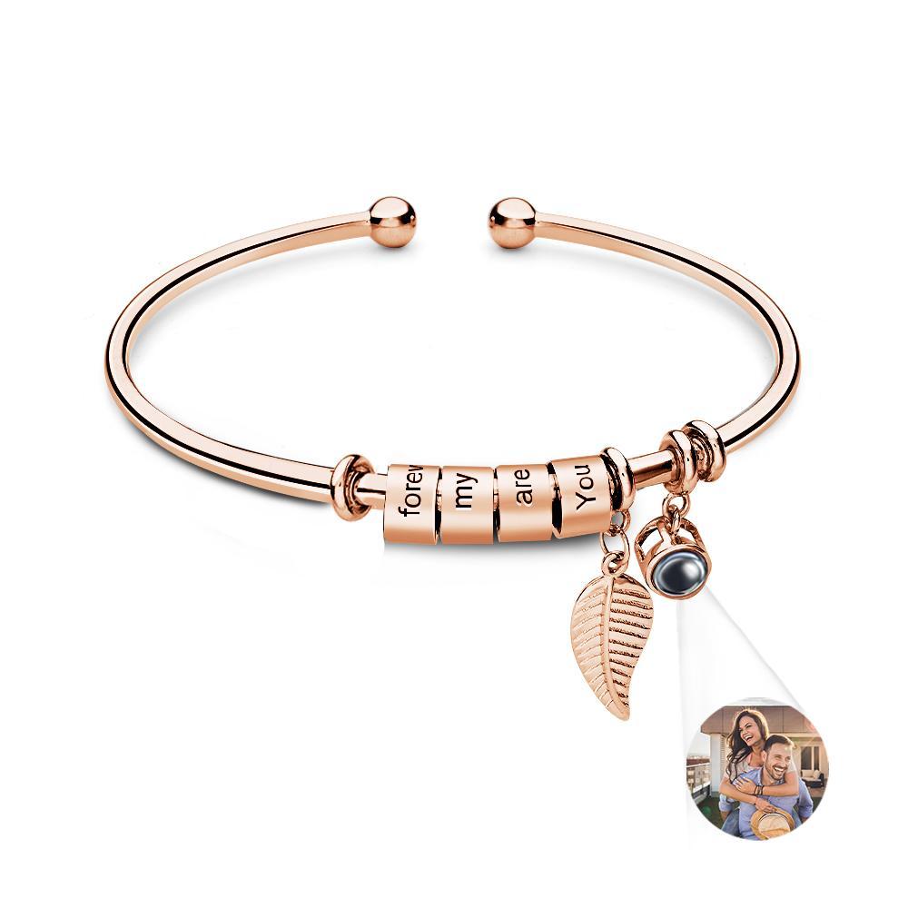 Bracelet De Projection De Photo Personnalisé, Nombre Personnalisé De Perles À Graver En Option, Bijoux Cadeau Pour La Famille - votrecollierprenomfr