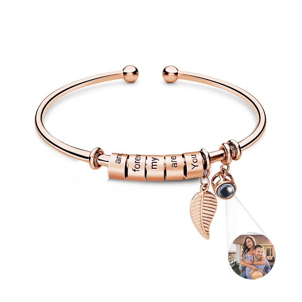 Bracelet De Projection De Photo Personnalisé, Nombre Personnalisé De Perles À Graver En Option, Bijoux Cadeau Pour La Famille - votrecollierprenomfr