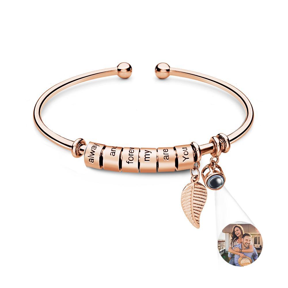 Bracelet De Projection De Photo Personnalisé, Nombre Personnalisé De Perles À Graver En Option, Bijoux Cadeau Pour La Famille - votrecollierprenomfr