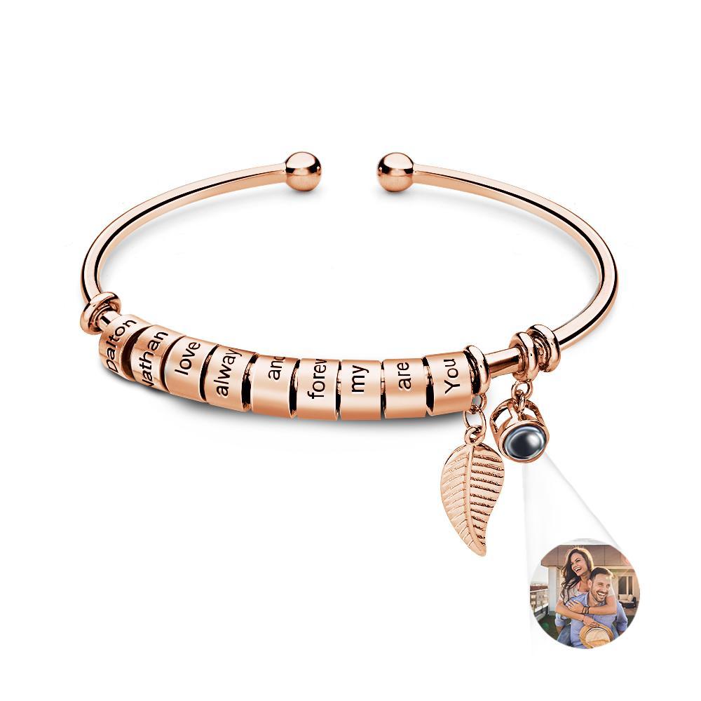 Bracelet De Projection De Photo Personnalisé, Nombre Personnalisé De Perles À Graver En Option, Bijoux Cadeau Pour La Famille - votrecollierprenomfr