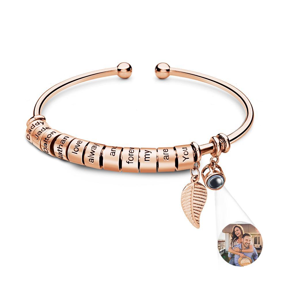 Bracelet De Projection De Photo Personnalisé, Nombre Personnalisé De Perles À Graver En Option, Bijoux Cadeau Pour La Famille - votrecollierprenomfr