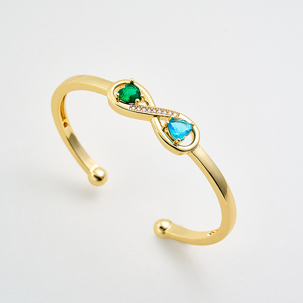 Bracelet Infini Personnalisé Avec Pierre De Naissance - Bracelet Forever Link Personnalisé - Bracelet The Infinite Connection Avec Pierre De Naissance - Bracelet Mère-fille - votrecollierprenomfr