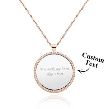 Collier Miroir Gravable, Pendentif Élégant En Ziron, Bijoux Cadeaux Pour Femmes - votrecollierprenomfr