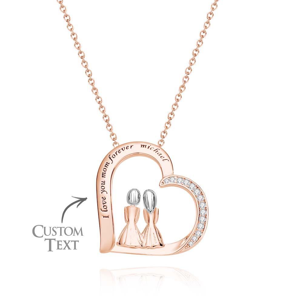 Collier En Zircon Gravable, Deux Filles Assises Ensemble, Collier Décontracté Pour Amis - votrecollierprenomfr