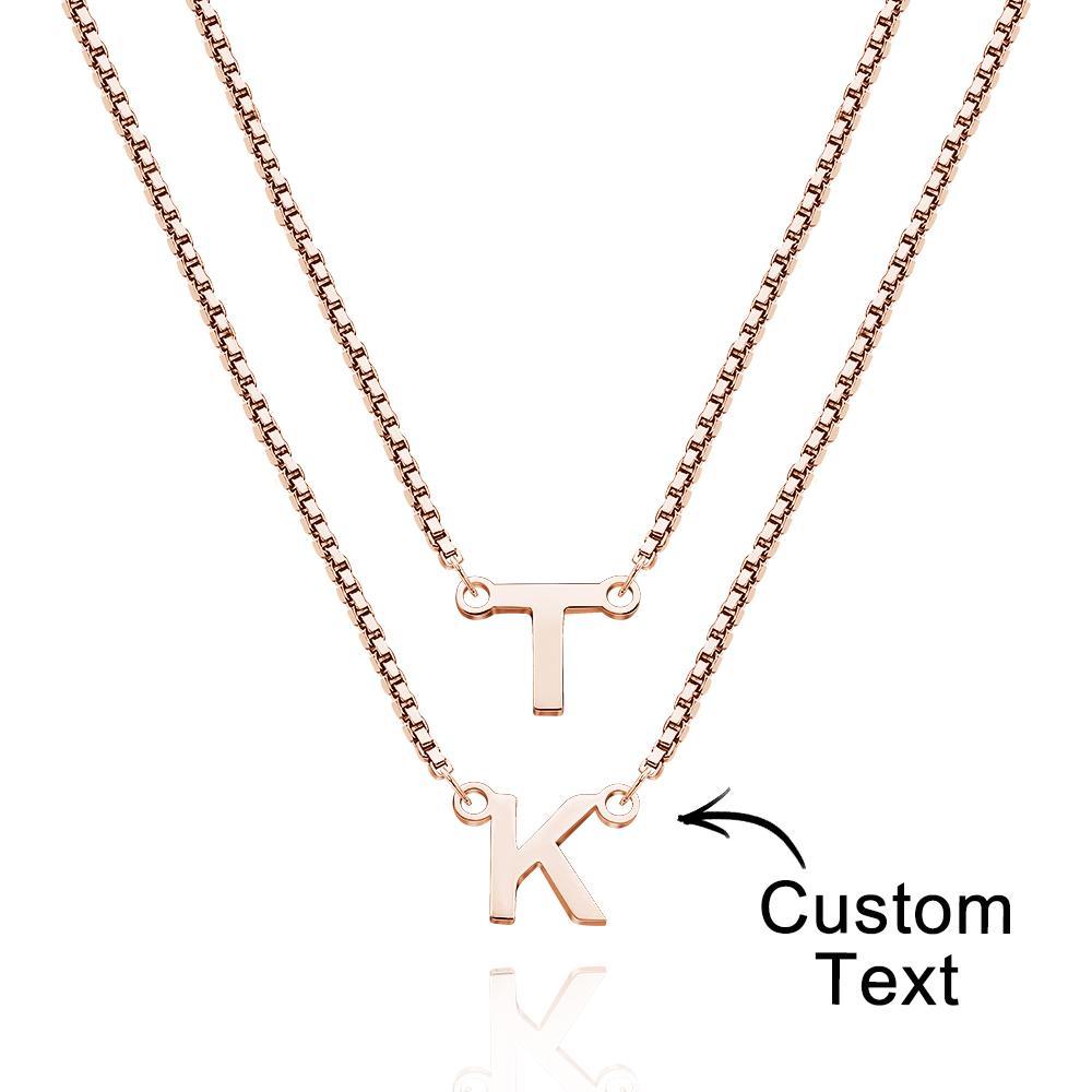 Collier Avec Nom À Double Chaîne, Collier Avec Lettres Personnalisées, Cadeau Initial, Cadeau Pour Femmes - votrecollierprenomfr