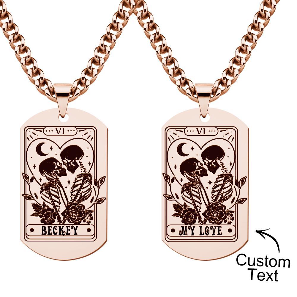 Collier Gravé Personnalisé En Acier Inoxydable, Cadeau Pour Couple - votrecollierprenomfr