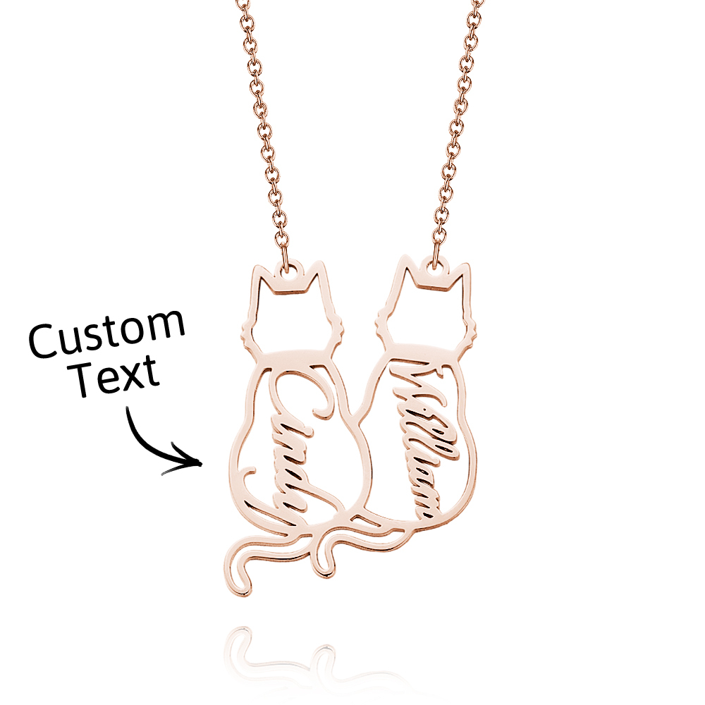 Collier Chat Personnalisé Avec Nom De Chat Porte-bonheur Gravé - Cadeau Pour Elle - votrecollierprenomfr