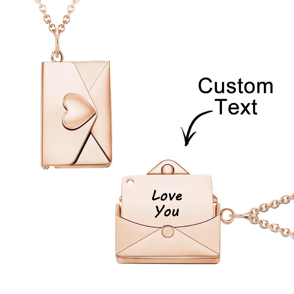 Enveloppe Gravée Coeur Lettre Collier Clavicule Collier Nom Pendentif - votrecollierprenomfr