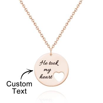 Collier Coupe Coeur Personnalisé Pendentif Cercle Creux Coeur Gravé Personnalisé - votrecollierprenomfr
