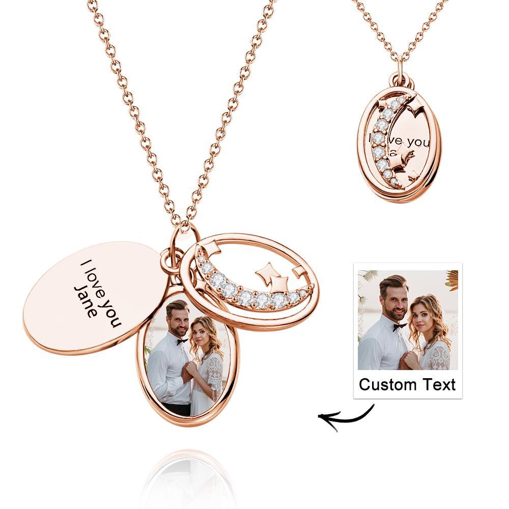 Collier Gravé Photo Personnalisée Cadeaux Strass Étoile Multicouche - votrecollierprenomfr