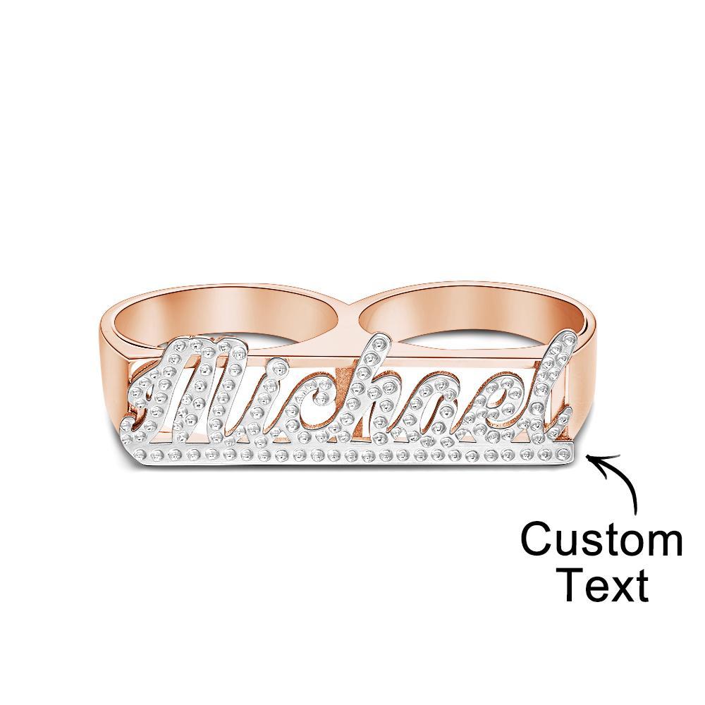 Bague Personnalisée À Deux Doigts Pour Hommes, Bague Double Bande, Cadeau Pour Lui - votrecollierprenomfr