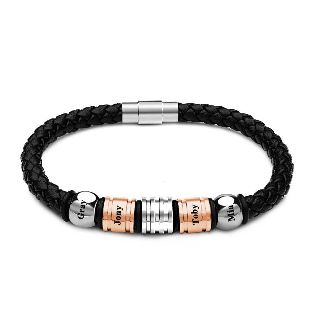 Bracelet Avec Nom Personnalisé, Tissage De Perles, Cadeau Simple Pour Hommes - votrecollierprenomfr