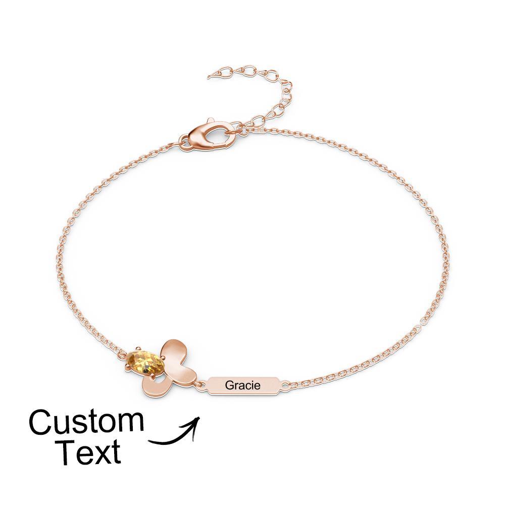 Bracelet Fleur Avec Texte Personnalisé, Pierre De Naissance Personnalisée, Bijoux Souvenir - votrecollierprenomfr