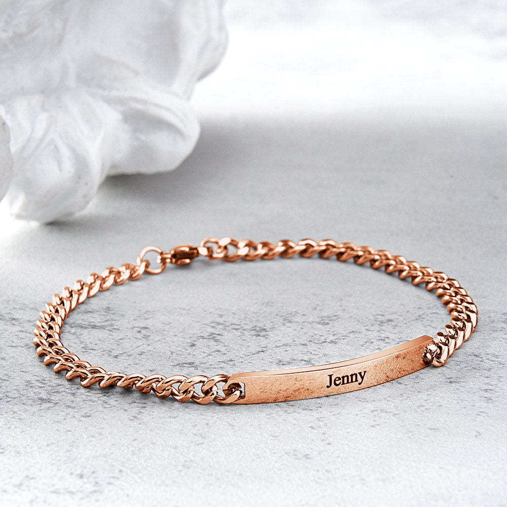 Ensemble De Chaînes De Bracelets Gravés Personnalisés, Bracelet Tendance Personnalisé Pour Couples, Cadeaux De Saint-valentin - votrecollierprenomfr