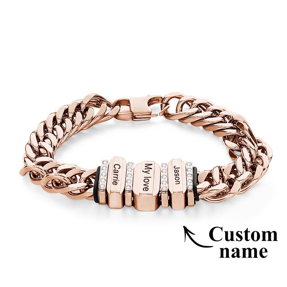 Chaînes En Forme De Serpent Avec Perles Familiales En Diamant Personnalisées Avec Nom De Famille, Offrant Un Cadeau Spécial Pour Couple - votrecollierprenomfr