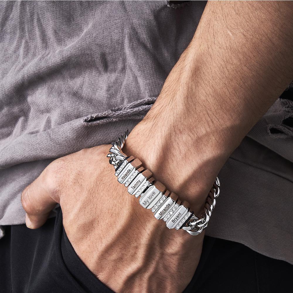 Chaînes En Forme De Serpent Avec Perles Familiales En Diamant Personnalisées Avec Nom De Famille, Offrant Un Cadeau Spécial Pour Couple - votrecollierprenomfr