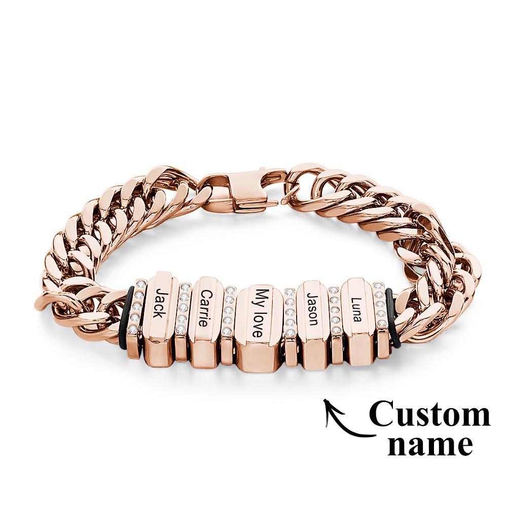 Chaînes En Forme De Serpent Avec Perles Familiales En Diamant Personnalisées Avec Nom De Famille, Offrant Un Cadeau Spécial Pour Couple - votrecollierprenomfr