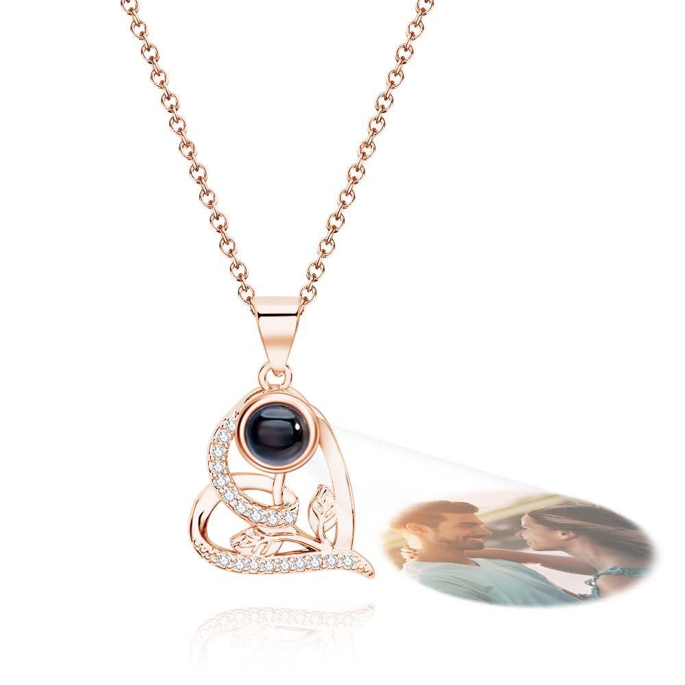 Collier De Projection Personnalisé Feuille Coeur Cadeau Pour Elle - votrecollierprenomfr