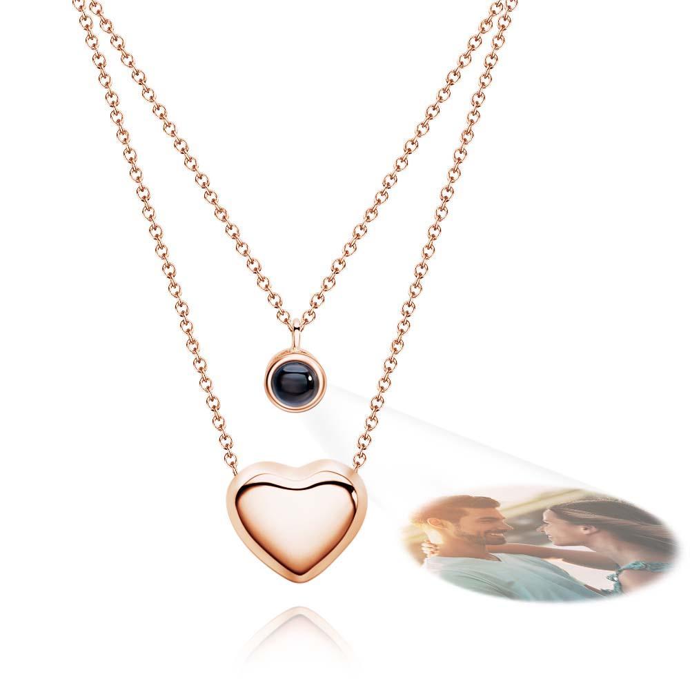 Collier De Projection Personnalisé Double Couche Coeur Couple Cadeau - votrecollierprenomfr