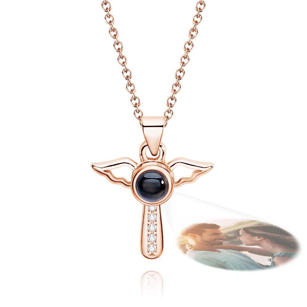 Collier De Projection Personnalisé Ailes D'ange Cadeau Romantique Pour Elle - votrecollierprenomfr