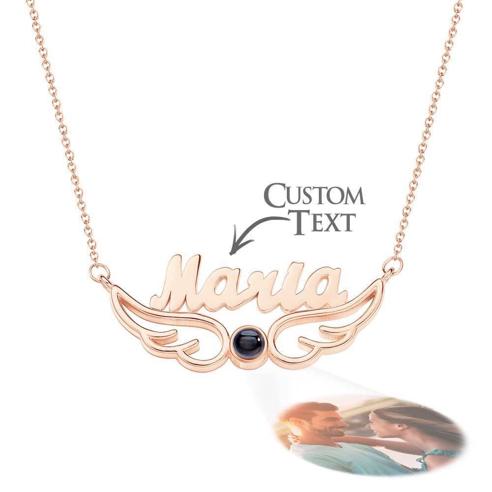 Collier De Projection De Nom Personnalisé, Cadeau De Style Ailes D'ange - votrecollierprenomfr
