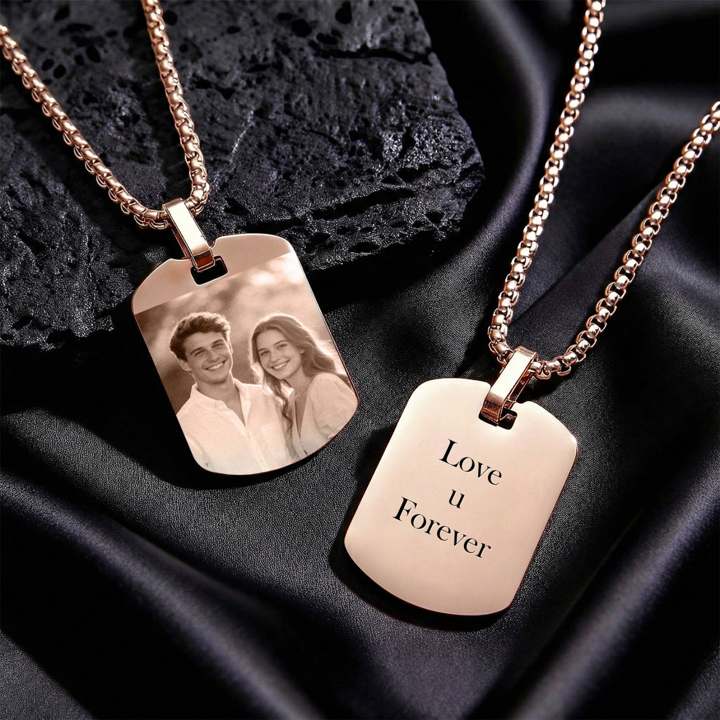 Collier Avec Pendentif Photo Personnalisé, Bijou Souvenir, Cadeau Pour Homme, Papa Ou Petit Ami - votrecollierprenomfr