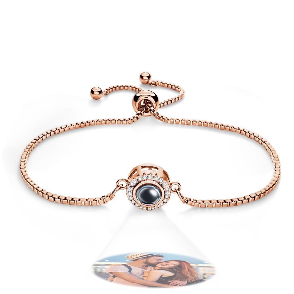 Bracelet De Projection De Photo Personnalisé, Rond En Zircon, Réglable, Cadeau De Saint Valentin - votrecollierprenomfr
