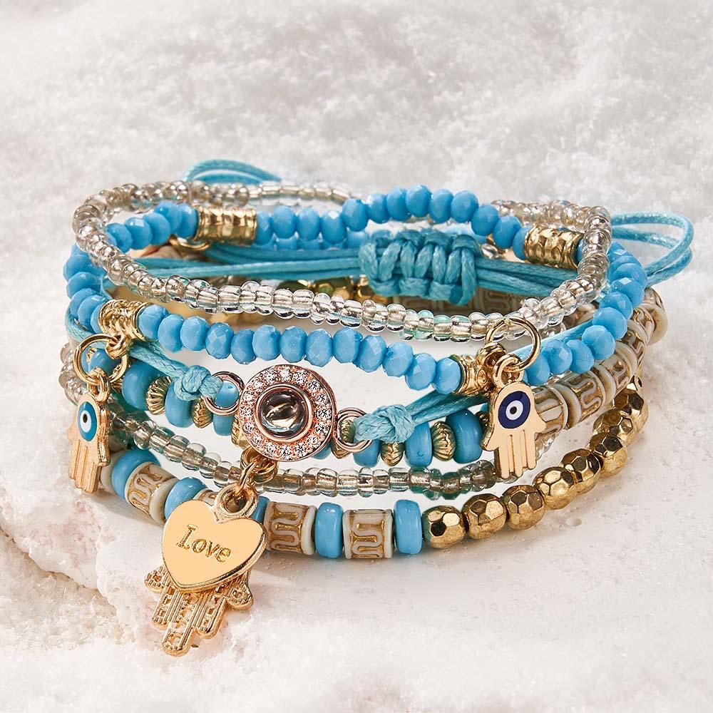 Bracelet De Projection Personnalisé Style Bohême Cadeau Pile Pour Elle - votrecollierprenomfr