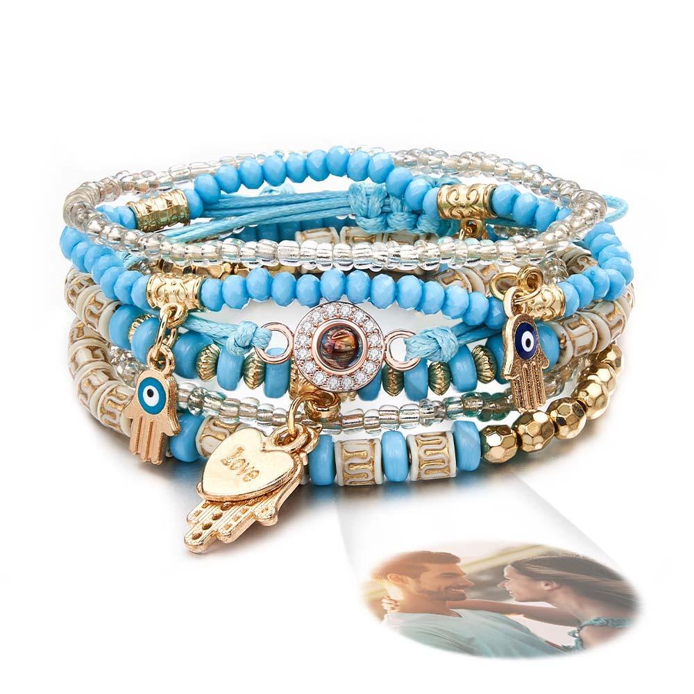 Bracelet De Projection Personnalisé Style Bohême Cadeau Pile Pour Elle - votrecollierprenomfr