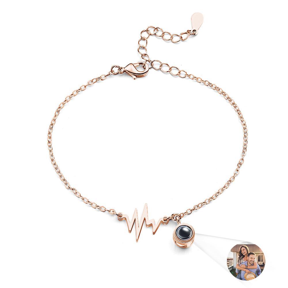 Bracelet De Projection Personnalisé Cadeau D'électrocardiogramme D'amour Pour Elle - votrecollierprenomfr