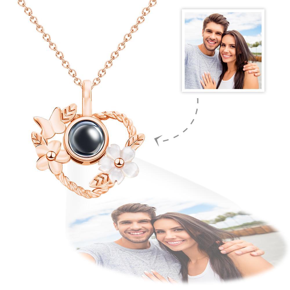 Collier De Projection Personnalisé Cadeaux De Conception De Fleurs En Forme De Coeur - votrecollierprenomfr