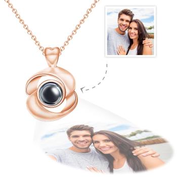 Collier Photo Projection Personnalisé Collier Pendentif Photo Rose Cadeau Saint Valentin - votrecollierprenomfr