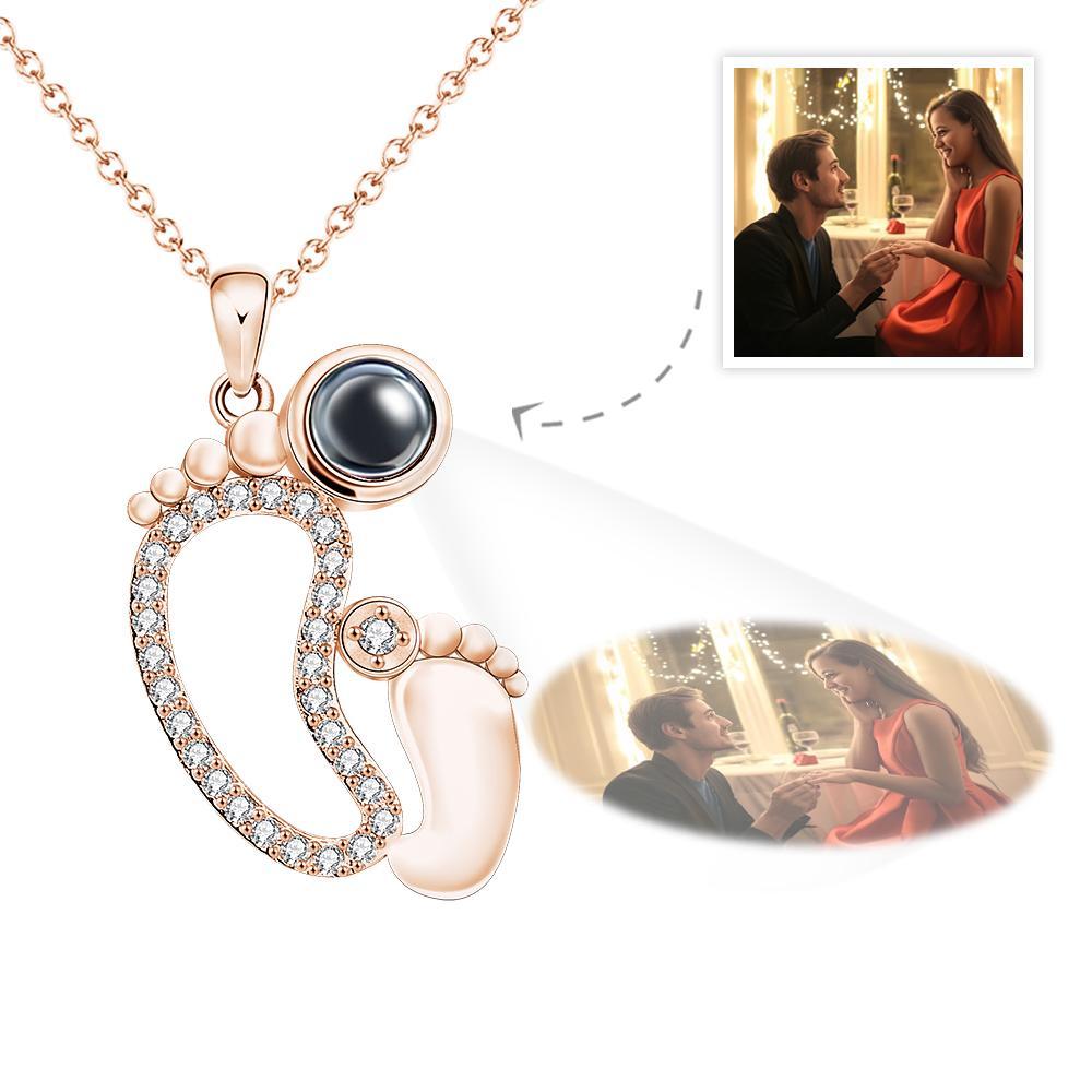 Collier De Projection Personnalisé Cadeaux De Couple De Diamant De Pieds Drôles - votrecollierprenomfr