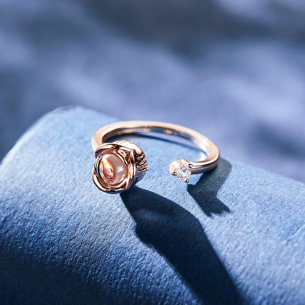 Bague Projection Photo Personnalisée Bague Ouverte Photo Personnalisée Cadeau Saint Valentin - votrecollierprenomfr