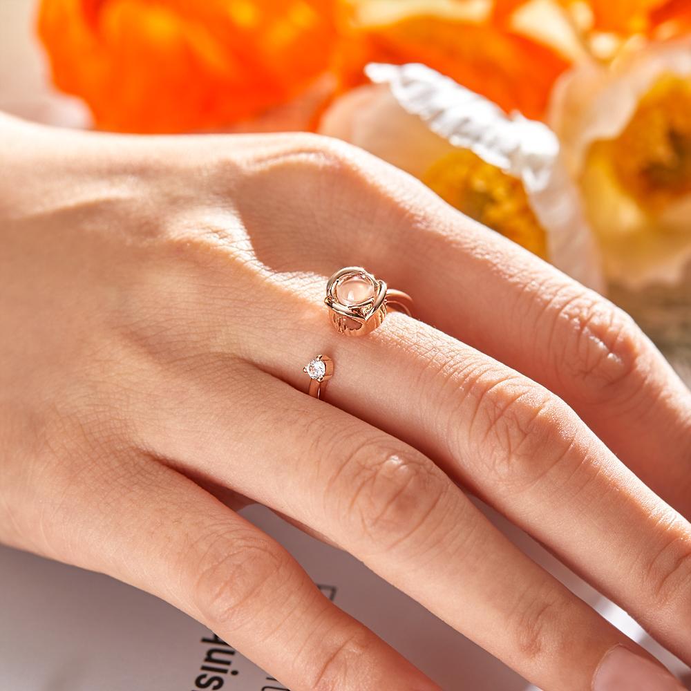 Bague Projection Photo Personnalisée Bague Ouverte Photo Personnalisée Cadeau Saint Valentin - votrecollierprenomfr