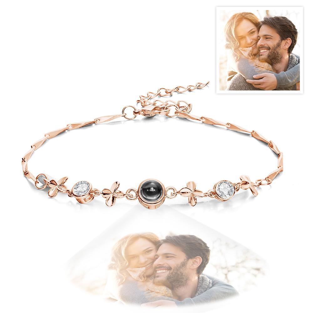 Bracelet De Projection De Photo Personnalisé Bracelet De Projection De Trèfle À Quatre Feuilles Cadeau Pour Femme - votrecollierprenomfr