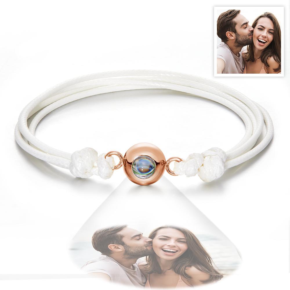 Cadeaux De Couple Colorés De Style De Tissage De Bracelet De Photo De Projection Personnalisée - votrecollierprenomfr