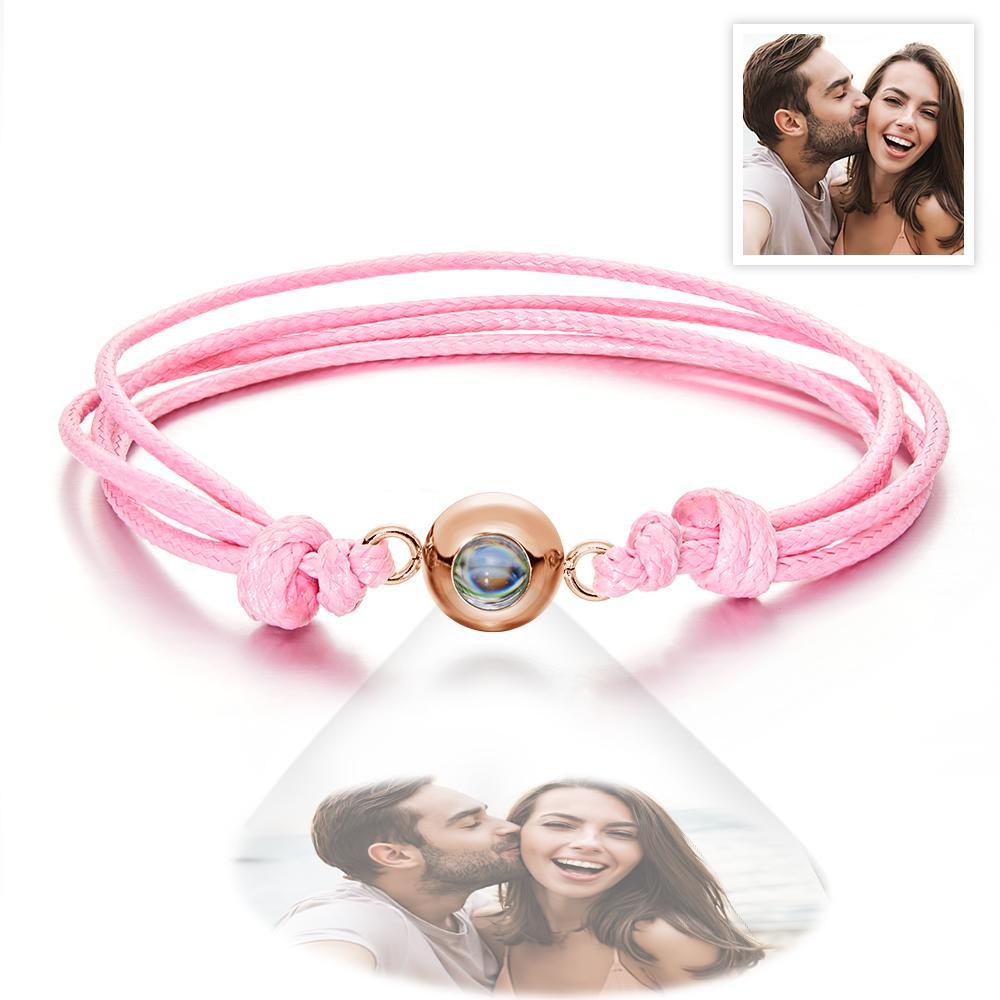 Cadeaux De Couple Colorés De Style De Tissage De Bracelet De Photo De Projection Personnalisée - votrecollierprenomfr