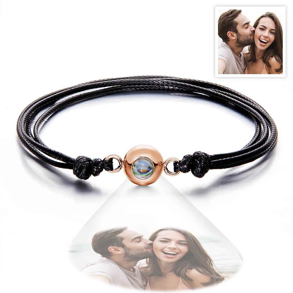 Cadeaux De Couple Colorés De Style De Tissage De Bracelet De Photo De Projection Personnalisée - votrecollierprenomfr