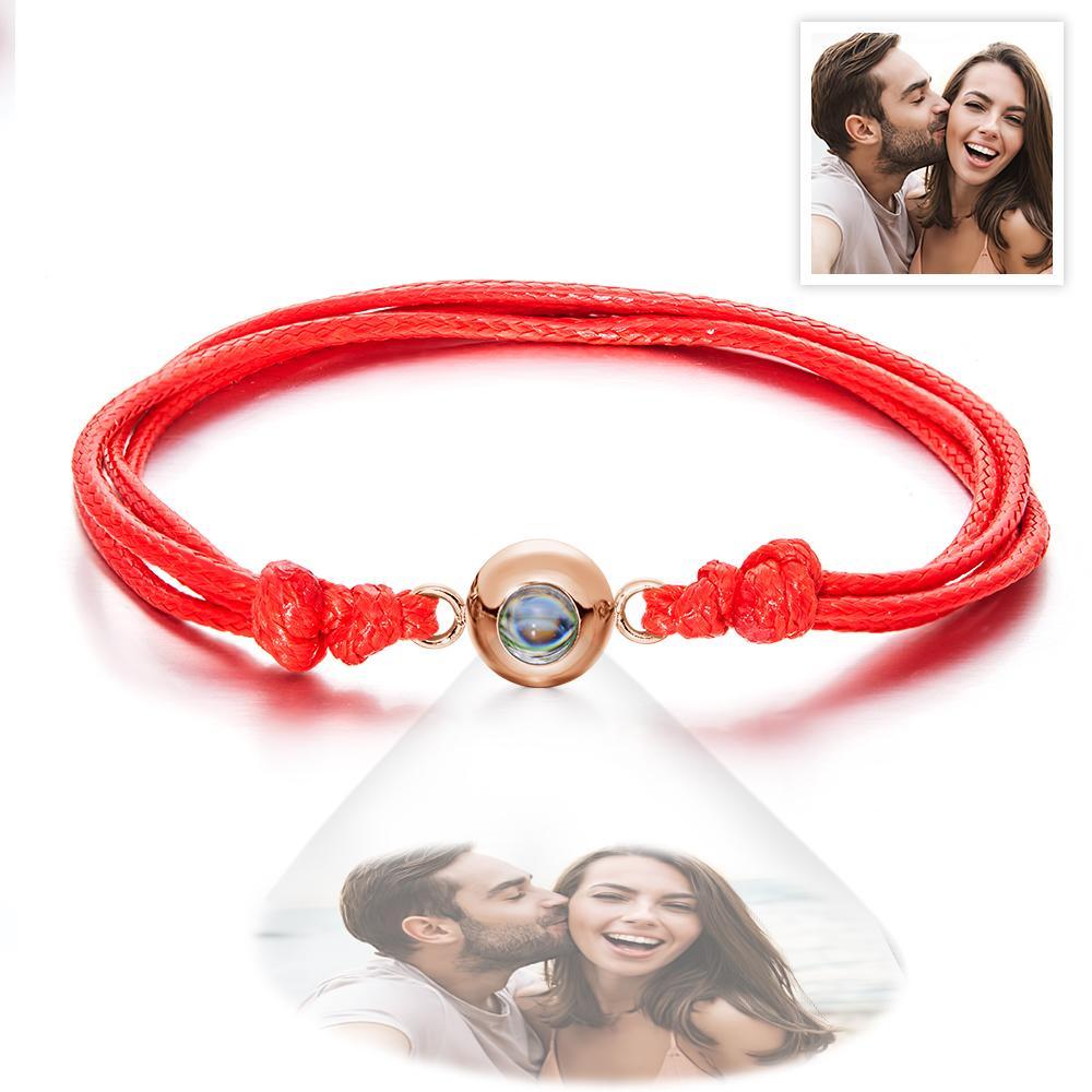 Cadeaux De Couple Colorés De Style De Tissage De Bracelet De Photo De Projection Personnalisée - votrecollierprenomfr