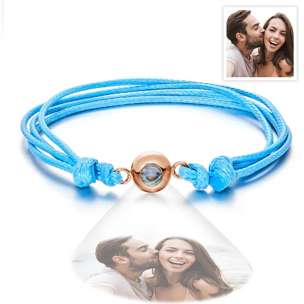Cadeaux De Couple Colorés De Style De Tissage De Bracelet De Photo De Projection Personnalisée - votrecollierprenomfr