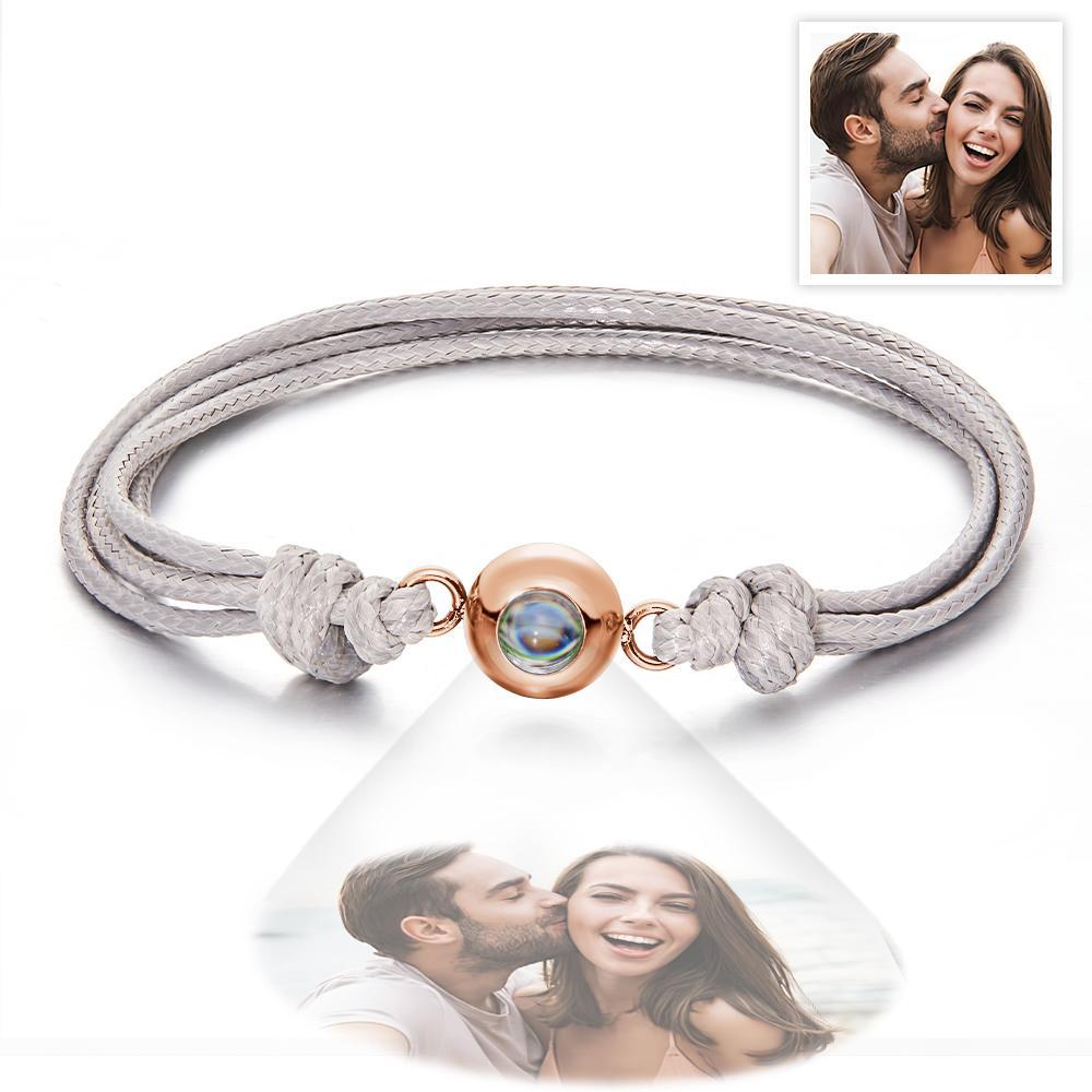 Cadeaux De Couple Colorés De Style De Tissage De Bracelet De Photo De Projection Personnalisée - votrecollierprenomfr