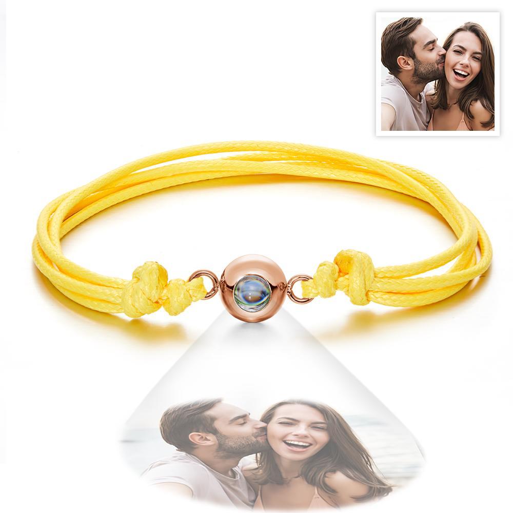 Cadeaux De Couple Colorés De Style De Tissage De Bracelet De Photo De Projection Personnalisée - votrecollierprenomfr