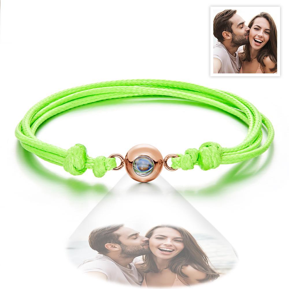 Cadeaux De Couple Colorés De Style De Tissage De Bracelet De Photo De Projection Personnalisée - votrecollierprenomfr