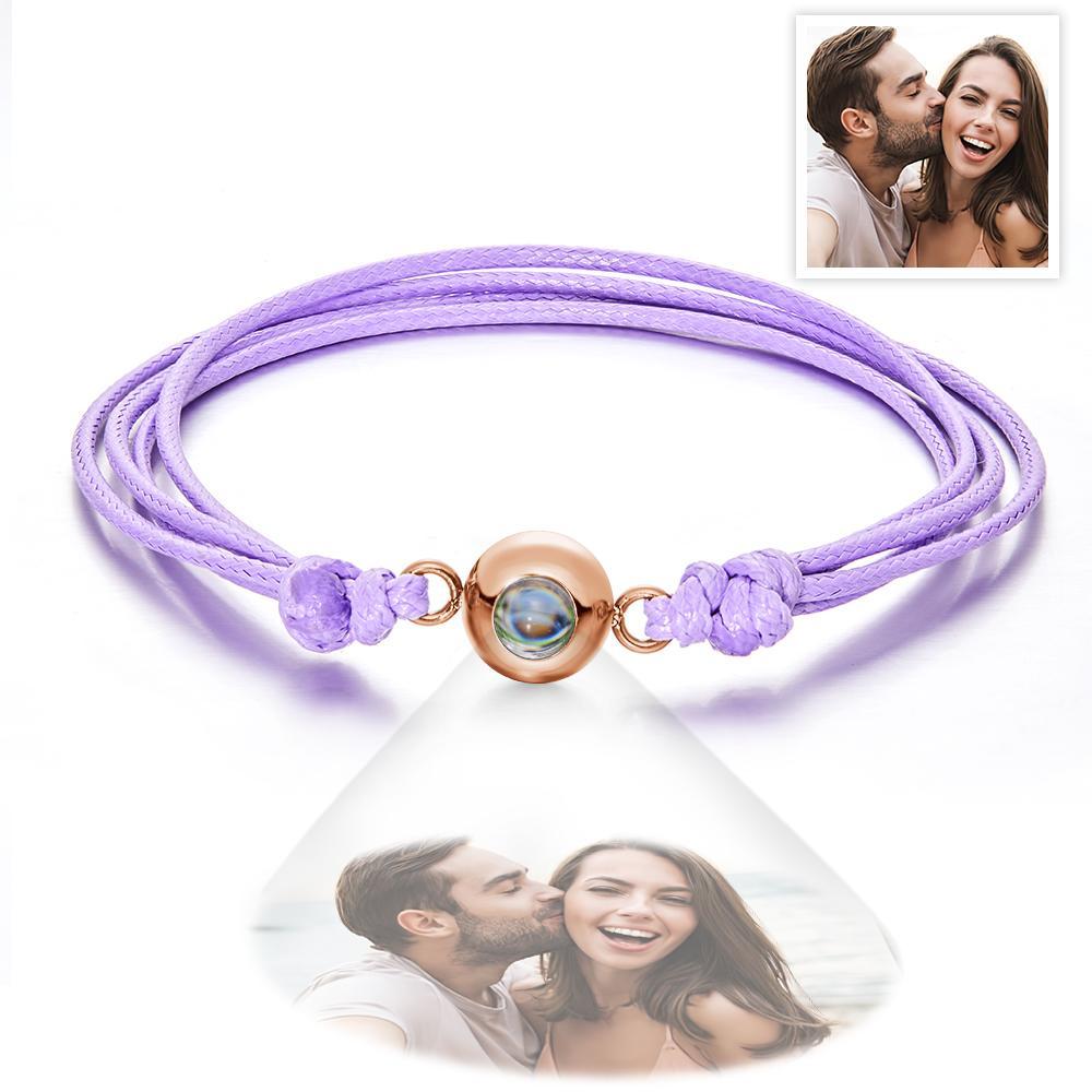 Cadeaux De Couple Colorés De Style De Tissage De Bracelet De Photo De Projection Personnalisée - votrecollierprenomfr
